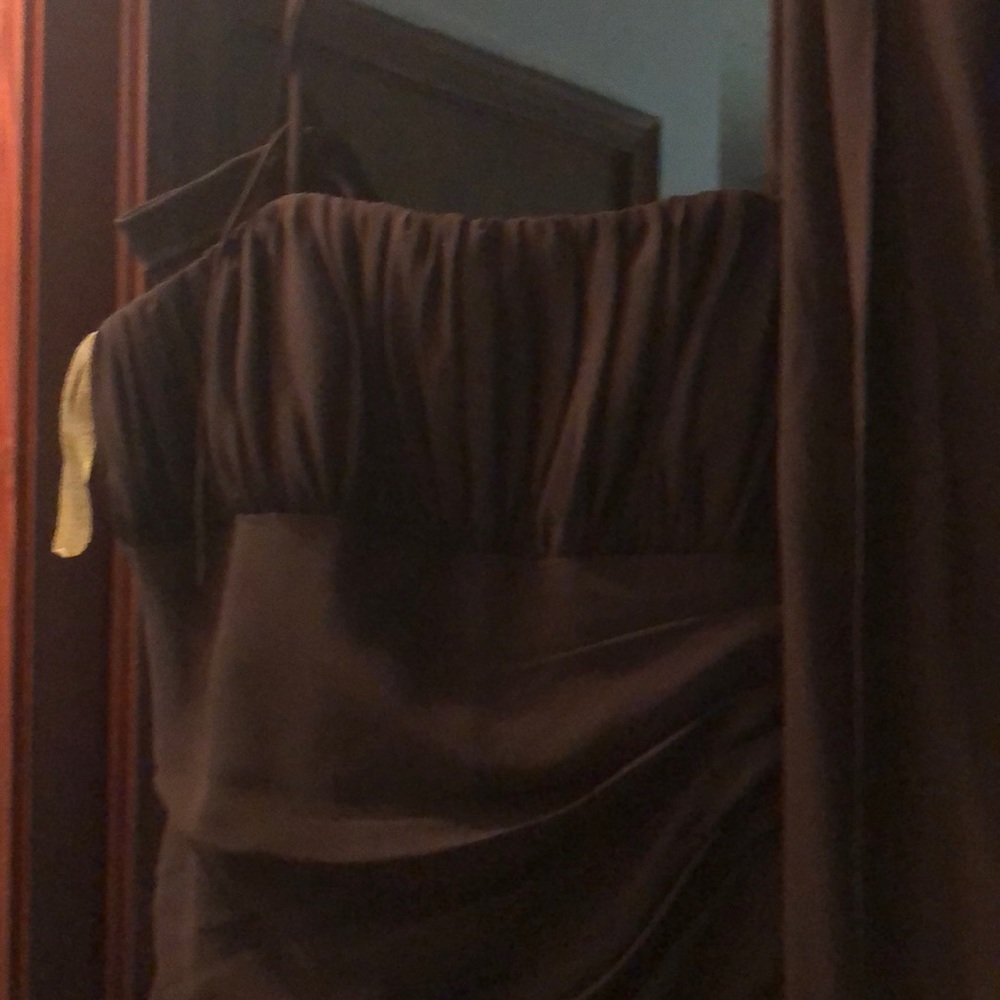 Brown gown with scarf and bag